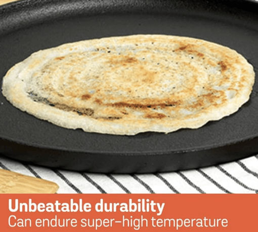Meyer Pre-Seasoned Cast Iron 2 in 1 Grill and Griddle Pan | Cast Iron Tawa for Dosa | Iron Cookware for Kitchen | Roti Tawa Cast Iron | Cast Iron Grill Pan | Iron Tava Big Size, 30cm, Black - Image 4
